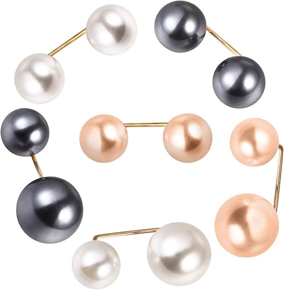 MAKINGTECSweater Shawl Clips Set Faux Pearl Brooch Pins High End Fashion Silk Scarf Buckle Zircon Pearl Brooch Collar Safety Pin for Women Ladies Girls Clothing Accessories Sweater Shawl Clips