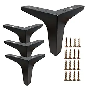 M MIMHOOY 4 Inch Furniture Legs Set of 4 Metal Furniture Legs Modern Triangle Feet Matte Black for Sofa Cabinet Cupboard Couch Chair Ottoman
