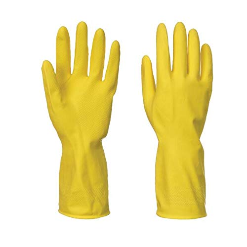 AASONS Flocklined Natural Rubber Gloves Ideal for Household Chores, Janitorial, Cleaning & General Maintenance Work (Size : Medium) - 6 Pairs