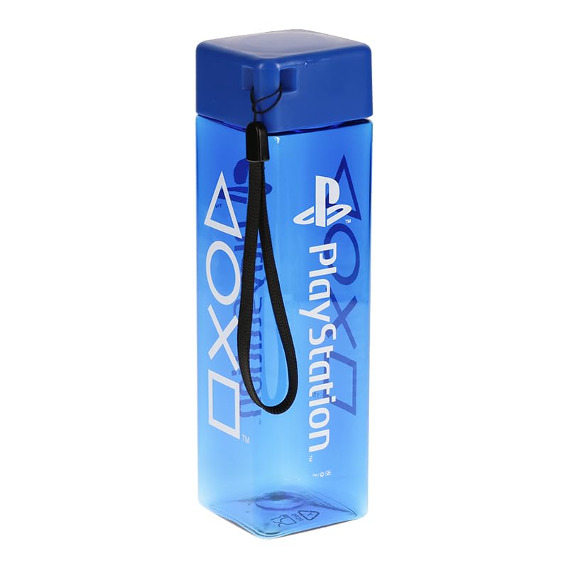 PlayStation Paladone Square Travel Plastic Water Bottle with Wrist Strap Gifts 500Ml (17 Fl Oz), Blue, 500 ml - Image 2