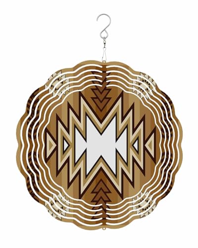 Abstract Wind Spinners, Yellow Southwest Art Hanging Wind Spinners for Yard and Garden 3D Stainless Steel Metal Sculptures Crafts Ornaments 10 Inch