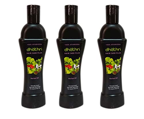 3 x Dhathri Hair Care Plus Herbal Oil - Ayurvedic Anti-Hair Fall Formula - Contains 100% Herbal Ingredients - 100ml