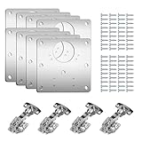 84 PCS Cabinet Hinge Repair Plate Kit 4 Full Overlay Straight Bend Cabinet Hinges 8 Hinge Repair with 72 Screws Kit, Soft Close Standard Kitchen Cabinet Door Hinge for Wardrobe Bathroom Furniture