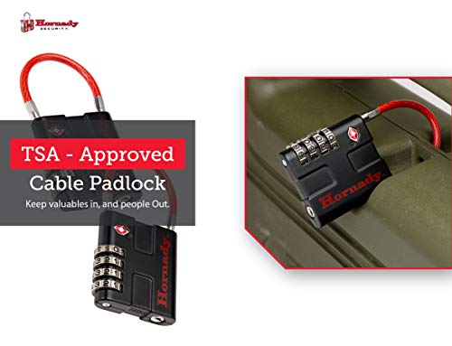 Hornady Tsa Approved Cable Padlocks 2Pk, 96022 - All Metal 4 Digit Combination Locks With A Flexible Wire Shackle, Inspection Indicator, & Easy To Read Dials -Tsa Locks For Luggage, Backpack, Gun Case #TOP4