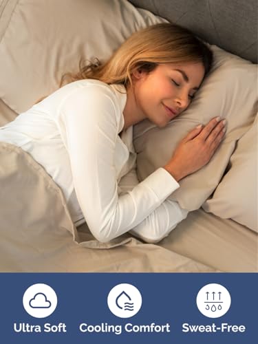 Image of Extra Deep King Fitted Sheet - Single Fitted Sheet Only - Cream | Easily Fits 18 inch to 24 inch Mattress, Soft, Wrinkle Free, Breathable & Comfy, Extra Deep Pockets Hotel Luxury Fitted Sheet