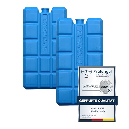 VonBueren 2 – 16 acumuladores de frío para bolsa frigorífica, 12 horas de refrigeración, aprox. 200 g por acumulador, aprox. 8,1 x 15,2 x 2,2 cm, también para nevera (2)