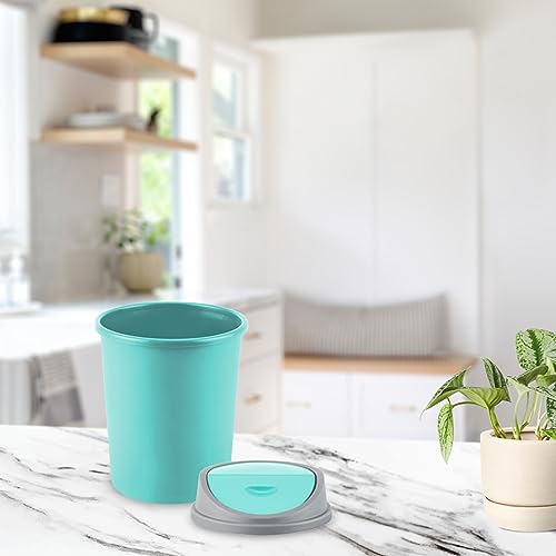 Image of RATAN PLASTICWARE Euro Clean Table Top Small Mini Dustbin with Lid for Study Table, Desk, Kitchen Sink, Car, Kids Room Compact and Stylish Waste Storage Garbage Bin 2 Litre HD Green