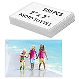 2x3 Photo Sleeves 100 Pcs, Acid-Free Archival Quality - Crystal Clear Photo Storage Protectors for Wallet Size Photos, Mini Snapshots & Passport Photos, Soft Card Protectors (3.94 Mil Extra Thick)