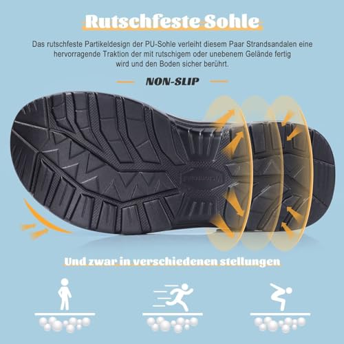 Visionreast Sandali Da Uomo In Pelle, Da Spiaggia, Da Trekking, Estivi, Comodi, Da Trekking, Per Sport All'aria Aperta, Con Chiusura In Velcro, Marrone 1, 38 Eu - 4