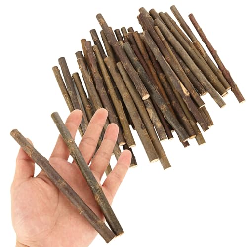Oungy 100 PCS 6 Inch Wood Log Sticks for Crafts 0.3-0.5 Inch in Diameter Natural Mini Twigs Sticks Wood Craft Sticks for DIY School Projects Card Making Photo Props Home Decorations