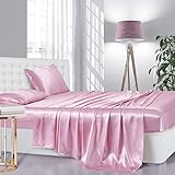 Lanest Housing Silk Satin Sheets, 4-Piece Queen Size Satin Bed Sheet Set with Deep Pockets, Cooling...
