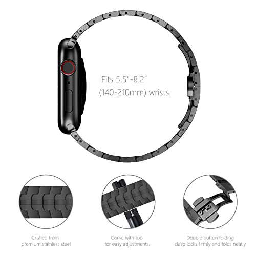 Fullife Compatible with Apple Watch Straps 49mm 46mm 45mm 44mm 42mm(Series 3 2 1) Metal Strap,Solid Stainless Steel Replacement Band for iWatch Ultra 3 2 1 Series 11/10/9/8/7/6/5/4/3/2/1/SE,Black - Image 4