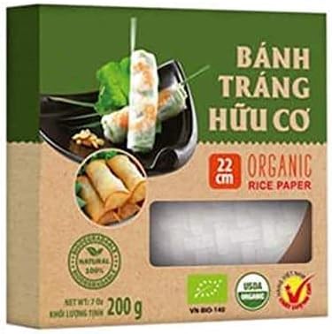 3 Boxes of USDA Organic Spring Roll Rice Paper Wrappers, 22 centimeters, Apprx. 82 sheets Total (22 cms, 3 Packs)