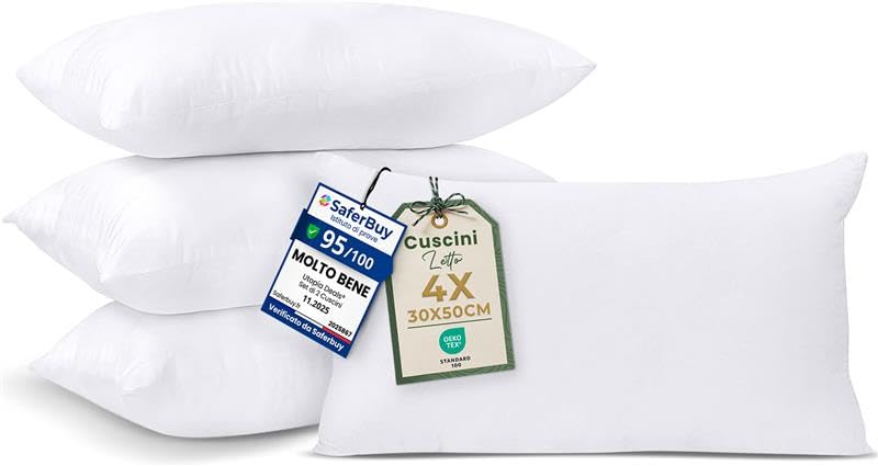 Utopia Bedding Set di 4 Cuscini, 30 x 50 cm Imbottitura per Cuscini, Cuscini Divano, Cuscino Interno (Bianco)