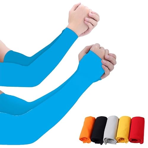 Mansfil Women's Dark Blue*2 Uv Arm Sleeves Ice Silk, Men's Uv Arm Sleeves, Quick Drying Ice Silk Arm Sleeves, Cool Breathable, For Cycling, Fishing, Golf(Dark Blue*2)
