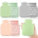 3 Pcs Mini Hot Water Bottle Silicone Hot Water Bottle with Cover Microwave Baby Water Bottles Small Hot Water Bag for Kids Travel Pain Relief Holiday Gifts