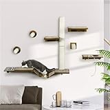 TIANTIANDIGITAL 6-Piece Cat Wall Rack, Cat Scratching Post, Cat Tree, Cat Climbing Tower, Cat Indoor Activities, Pet Supplies, Assembly Required, Brown