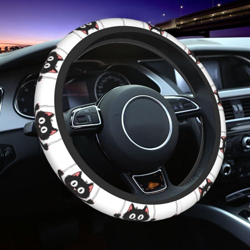 Entemne Coprivolante universale per auto, divertente, con gatto nero, in neoprene, antiscivolo, per donne e uomini, accessori per auto, SUV, camion