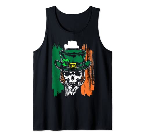 Leprechaun Irish Flag Skull Skeleton St Patricks Day Canotta