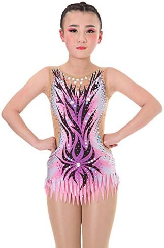 LIUHUO Kids Gymnastics Leotard Sleeveless Spandex Pink