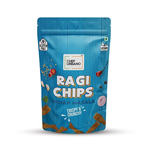 Image of Chef Urbano Ragi Chips Indian Masala 85g | Pack of 1 | Gluten Free | | Vegan | Low GI | Crunchy Healthy Snacks | High Protein and Fiber Rich | Good for Diet | Good for Kids