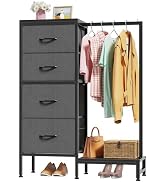 Cassettiera Con 5 Cassetti Pieghevoli In Tessuto, Organizer A 4 Livelli Con Superficie In Legno Per Ingresso