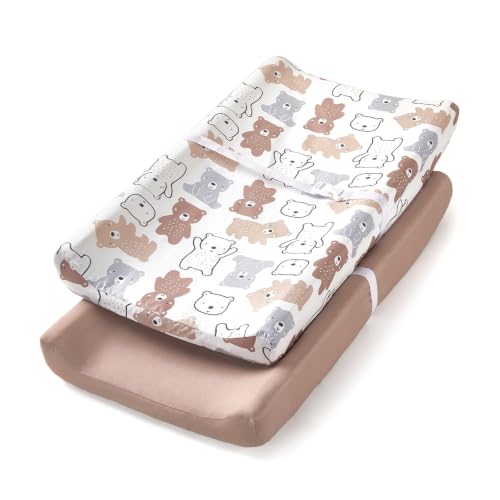Image of TILLYOU Changing Pad Cover Set in Soft Jersey Material - Fits 32 inch /34''x16 Contoured Pad for Babies, Boonie Cubs