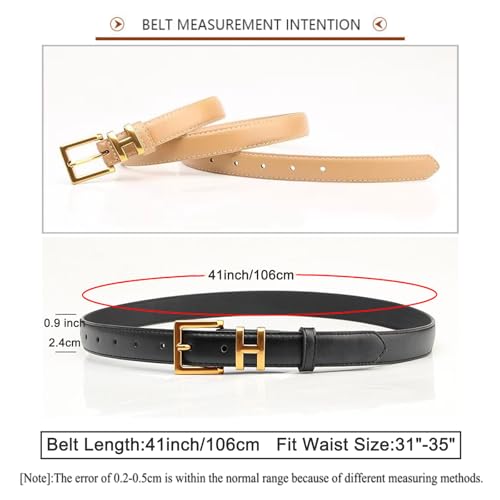 Women's Retro Alloy Buckle Belts Ladies Pu Leather Belt Girl's Fashion Waist Belt for Pants Jeans Dresses (Khaki, Fit Waist Size 31"-35")2