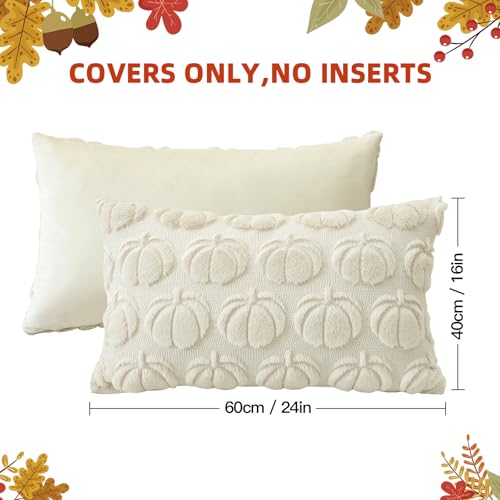 JOTOM Fall Cushion Covers 40x60cm Set of 2 Pumpkin Autumn Thanksgiving Decorative Throw Pillow Covers Soft Plush Faux Fur Pillow Case for Home Bedroom Couch Sofa Decor (Cream Beige) - Cosy Home Interiors JOTOM Fall Cushion Covers 40x60cm Set of 2 Pumpkin Autumn Thanksgiving Decorative Throw Pillow Covers Soft Plush Faux Fur Pillow Case for Home Bedroom Couch Sofa Decor (Cream Beige) - Image 8
