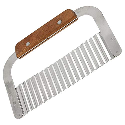 Image of CAKE DECOR Vegetable Shaver Potatoes Knife Wave Knife Cutters Crinkle Chip Cutter Tool with Stainless Steel Blade and Wooden Handle