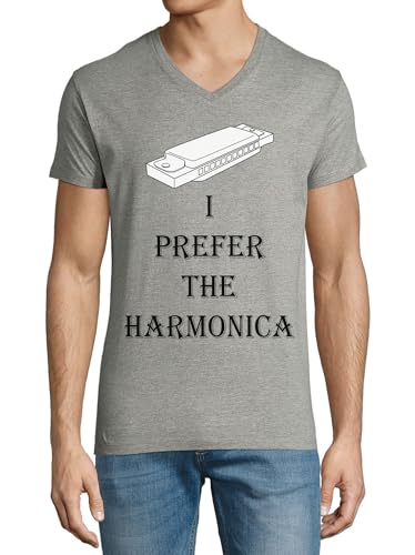 T-shirt harmonica en coton premium gris taille XL avec col en V chic