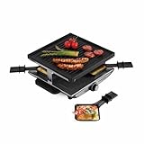 Swissmar Geneva Raclette Grill with Reversible Cast Aluminum Grill Top - Perfect for outdoor & Indoor Electric Raclette Grill & Griller - Barbeque Bonding - 4-Person
