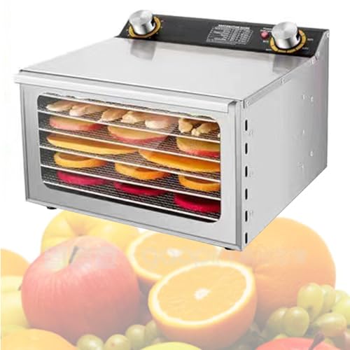 Secador de alimentos de 6/8/12/18 capas, deshidratador de alimentos de acero inoxidable con temporizador de 12 h, temperatura ajustable de 30 a 90 °C para secar frutas, carnes, verduras, cecina y go