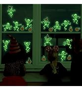 Halloween Decorations Window Stickers-2 Sheets Glow in The Dark Skeleton Stickers,Removable PVC C...