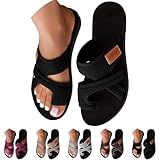 Orthopedic Sandals for Women 2026 Dressy Spring Summer Beach Ladies Rubber Slip On Wide Supportive Flip Flops Soft Comfortable Mesh Flats Seniors Casual Shoes Bunion Toe Ring Slippers Size 8 Black