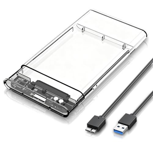 NiceBest Caja Disco Duro 2.5, Adaptador Sata a USB para Disco Duro SSD SATA de 9,5mm 7mm, USB 3.0 Carcasa Disco Duro con Cable USB para Sopporta UASP&Trim