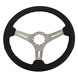 Driver Series Black Leather Steering Wheel W/Satin Spokes For 1968-1982 C3 Corvette