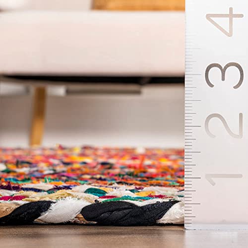 Jute Braided Rug, 4' Round Natural, Hand Woven Reversible Rugs For Kitchen Living Room Entryway (Jute & Chindi, 4' Round) #TOP6