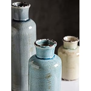 CwlwGO- Ceramic vase 3 Piece Set, Small Rustic Vase for Country Home Decor, Modern Farmhouse/Living Room /Tabletop Decor, Bookcase, Fireplace and Entrance Decorate - immagine 5