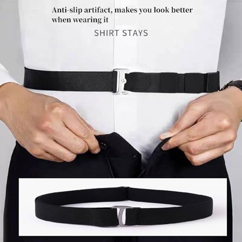 2PCS Bulky Sweater Tuck Band, Women Adjustable Elastic Belt, Women Belts Invisible Elastic Stretch Belt with Flat Buckle, Tuck Band for Cropping Sweaters Suitable for Shirts, Dresses, Pants2
