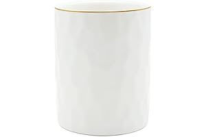 Ceramic Makeup Brush Holder Organizer for Home Office Desk, White