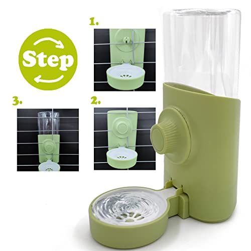 Muyg Automatic Rabbit Feeder Water,Hanging Gravity Auto Food & Waterer Set,Removable Cage Pet Food Bowl For Small Animals Rabbits Chinchilla Guinea Pig Ferret(Green) #TOP3