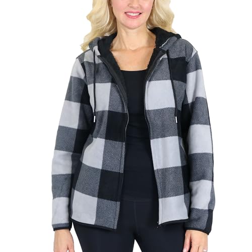 Galaxy by Harvic Women's Heavyweight Loose Fit Plaid Hoodie with Sherpa Lining - Ultimate Warmth & Comfort (S-L)2