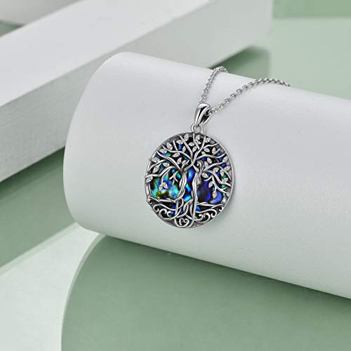 ONEFINITY Tree of Life Necklace for Women Sterling Silver Abalone Shell Crystal Tree of Life Pendant Necklace Family Tree Jewelry for Mom Daughter Sister Girls Christmas Gifts2