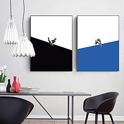Art abstrait moderne de plongée : 2 affiches scandinaves 50x70cm sans cadre pour salon