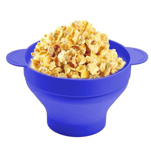 Sghtil - Cuenco para palomitas de maíz para microondas, palomitas de maíz con asas, contenedor de alimentos plegable multifuncional y resistente al calor para el hogar, fiesta