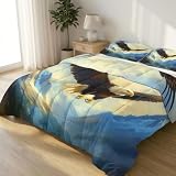 Generisch Grau Bettdecke ohne Bezug 180x200 cm, Waschbare Schneeberg Nebel Berge Adler Steppdecke Decke für Bett - Weiche Ganzjahresdecke Waschbar Bettdecke für Jungen Mädchen Teenager Erwachsene