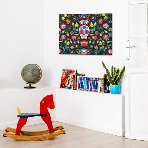 Cuadro de calaveras de azúcar mexicanas para renovar la decoración de tu sala de estar 5