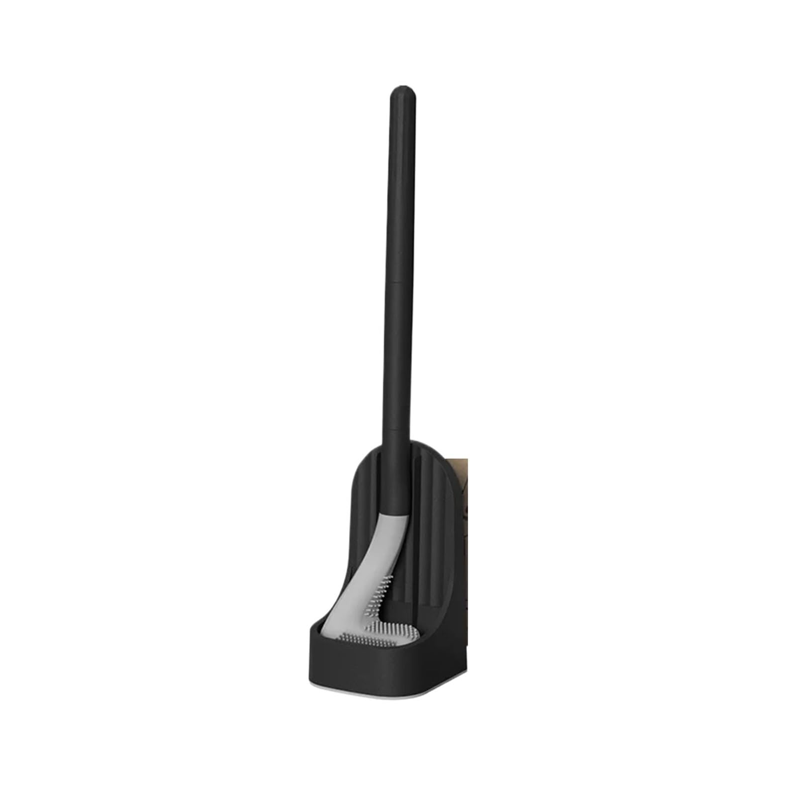 Toilet Brush Silicone Golf Toilet Brushes with Holder Set Long Handled Toilet Cleaning Brush Seamless Cleaning Bathroom Tools(Black)
