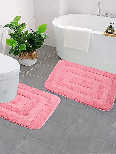 Saral Home Soft Microfiber Bath Mat and Contour Mat (Pink, 40X60 CM & 40X50 CM) (B01J3XO0Y6) Amazon Price History, Amazon Price Tracker